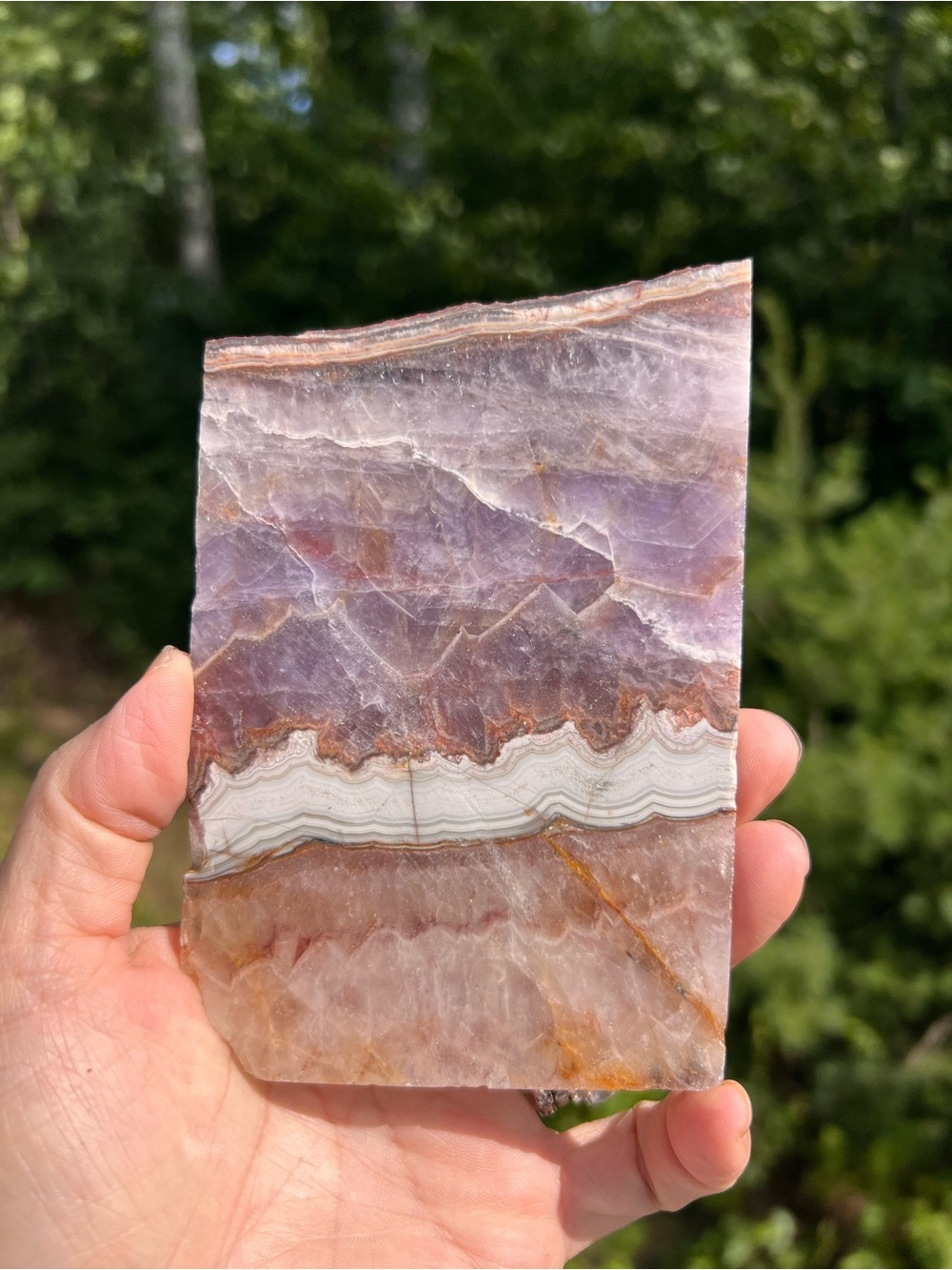 Amethyst (7) lace agate slab with stand | crystal